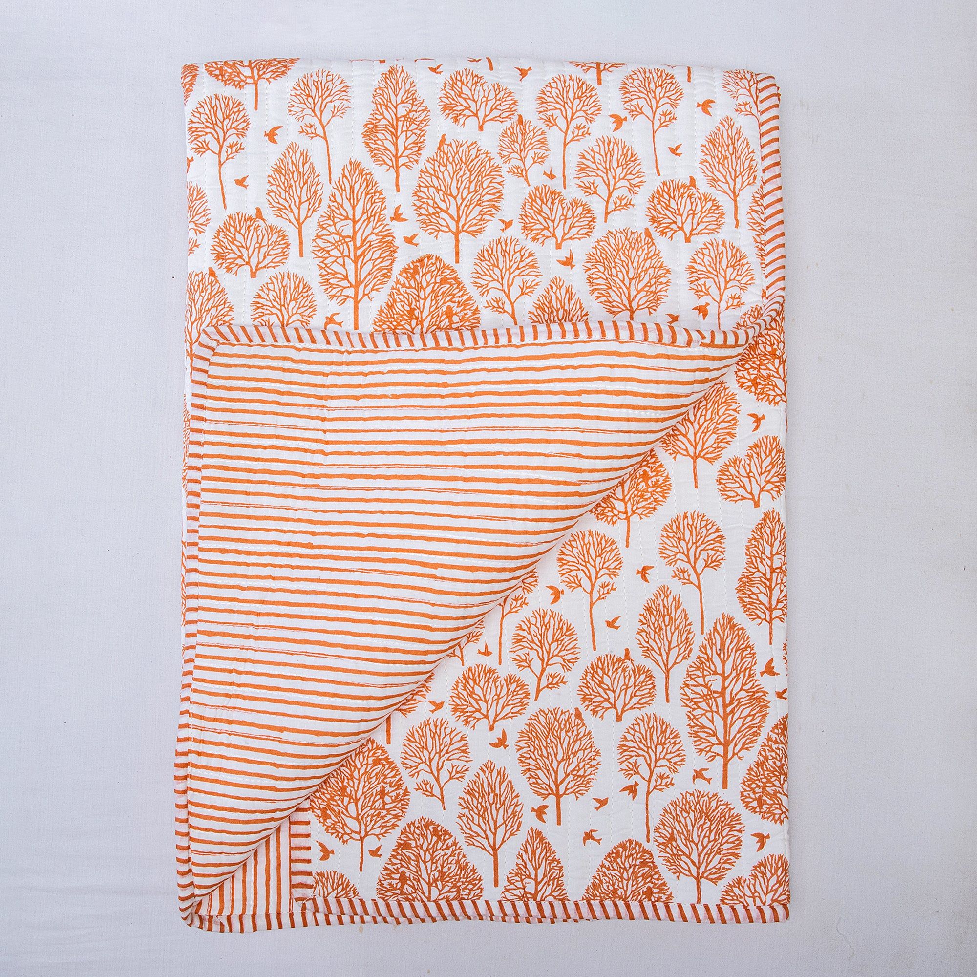Orange Leaf Print Soft Cotton Baby Blankets & Quilts 092